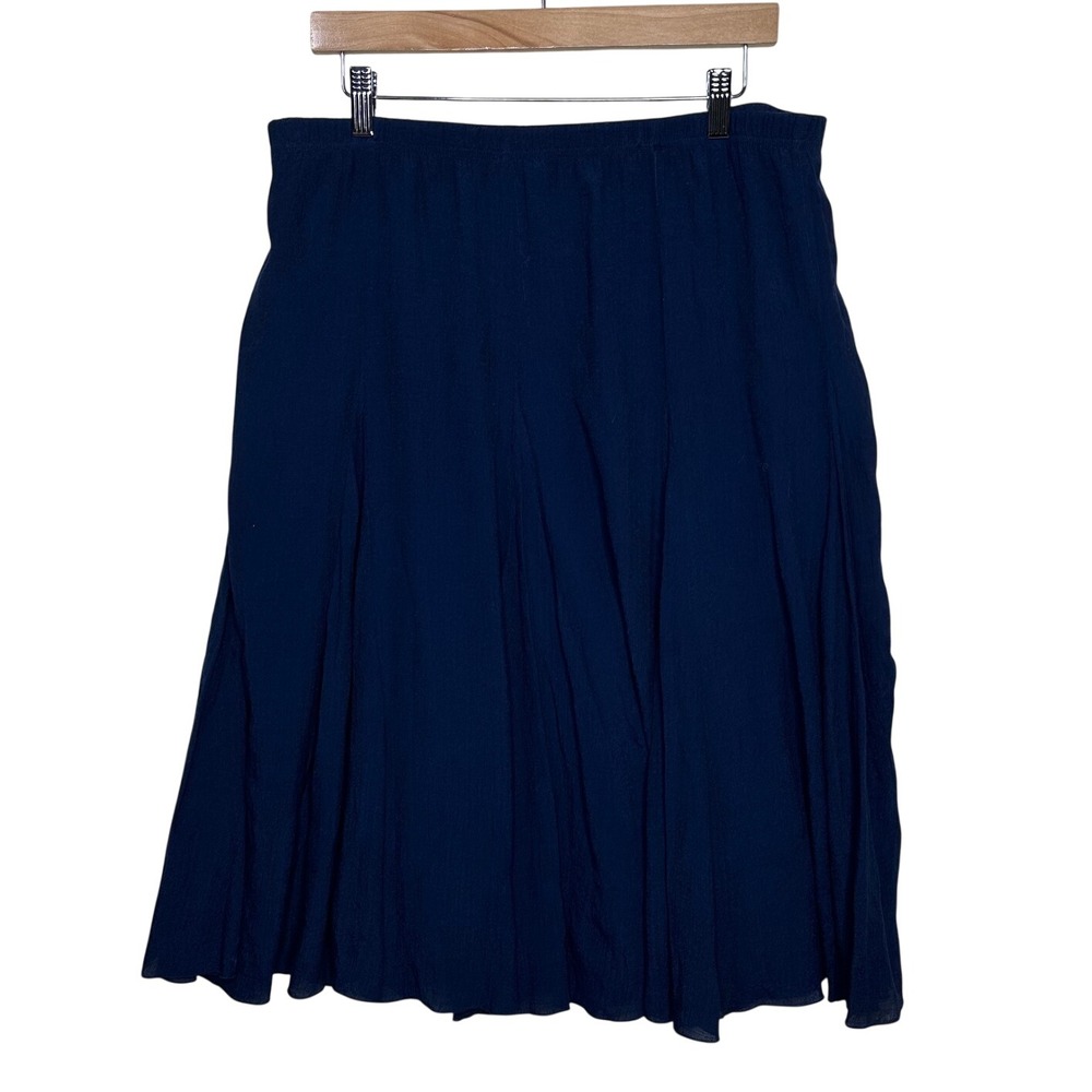 NWT Westport Women's A-line Pleated Rayon Blend Midi Skirt size Large Blue